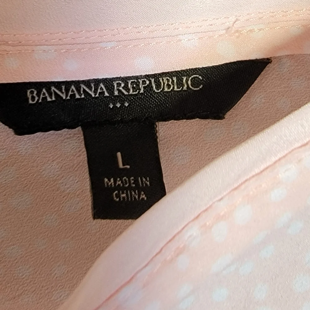 Banana Republic Pink White Dotted V-Neck Tank Size Large EUC - Picture 4 of 7